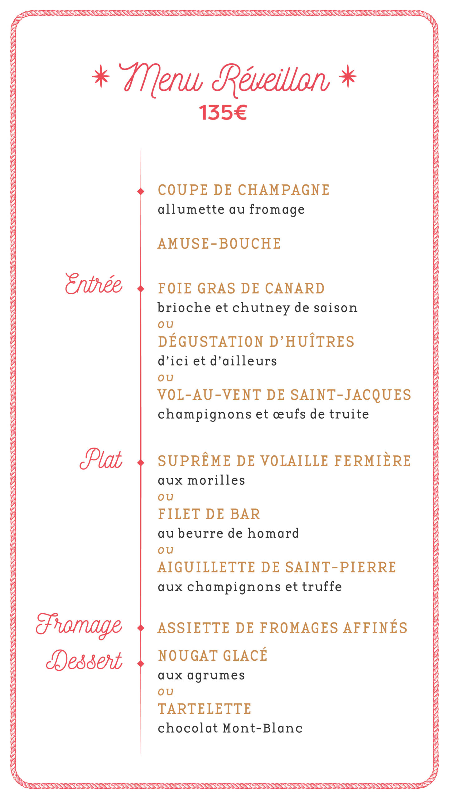 Menu fêtes restaurant Diego 2025