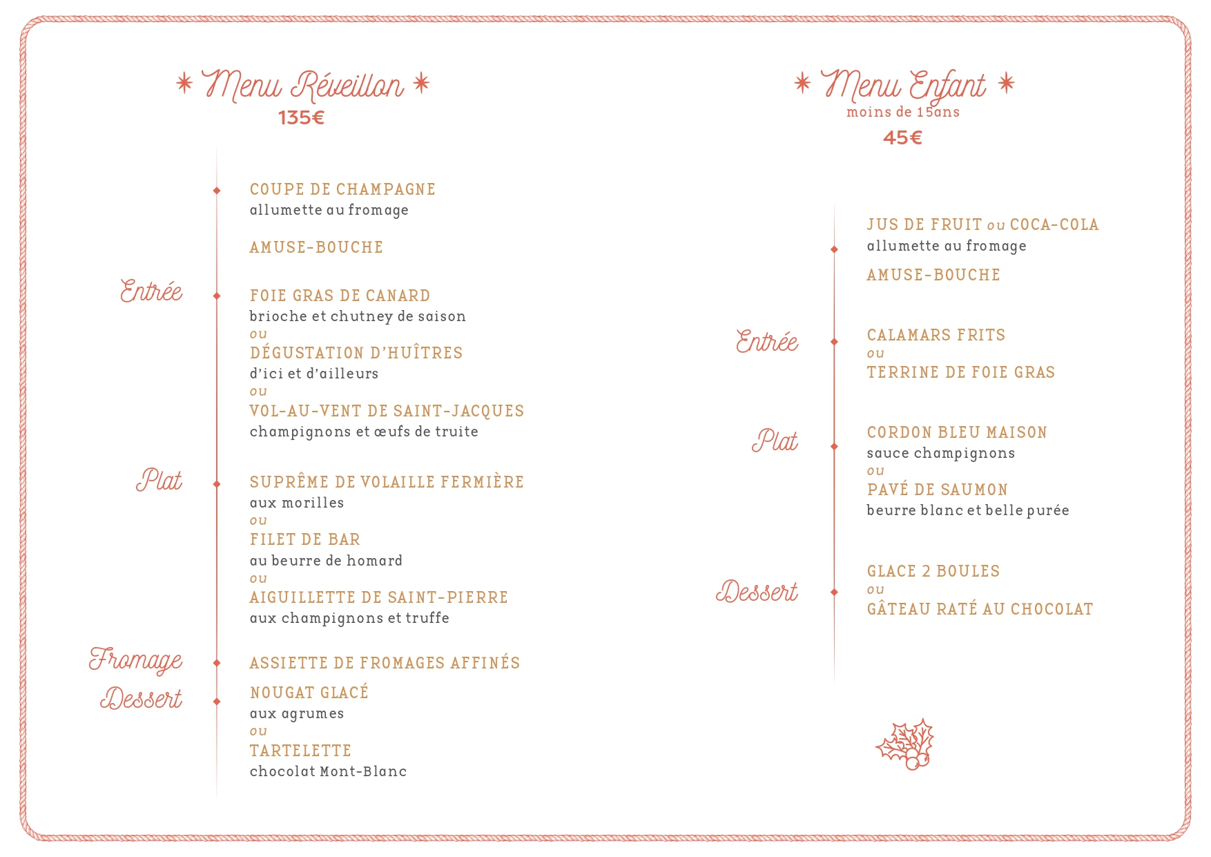 Menu fêtes restaurant Arcachon Diego 2025